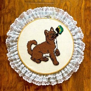 Vintage 1950s cat embroidery